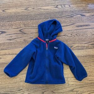 Patagonia Kids Navy and Red Fleece Hoodie